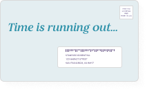 Illustration of a "Time is running out" promotional envelope